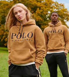 Эксклюзивный флисовый худи цвета хаки с логотипом на груди Polo Ralph Lauren x ASOS-Светло-коричневый