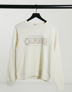 Светло-бежевый свитшот с надписью California Stradivarius-Кремовый