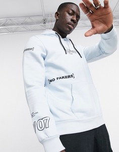 Бледно-голубой худи с принтом Bershka