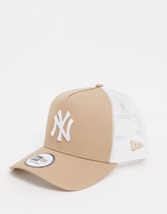 Бежевая кепка с вышивкой "NY" New Era-Бежевый