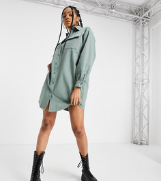 Платье-рубашка цвета хаки со стеганым карманом Missguided Tall-Зеленый