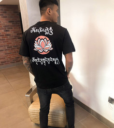 Черная oversize-футболка с принтом лотоса сзади Only & Sons эксклюзивно для ASOS-Черный