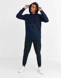 Удлиненный худи из органического хлопка темно-синего цвета ASOS DESIGN-Темно-синий