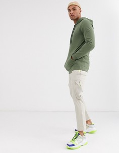 Удлиненный худи из органического хлопка цвета хаки ASOS DESIGN-Зеленый
