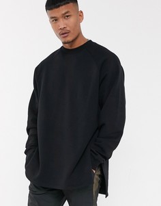 Черный удлиненный свитшот в стиле oversized с удлиненной спинкой и разрезами по бокам ASOS DESIGN