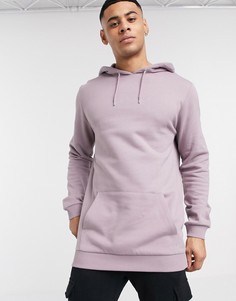 Пыльно-фиолетовый удлиненный худи ASOS DESIGN