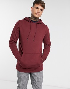 Удлиненный худи бордового цвета из органического хлопка ASOS DESIGN-Красный
