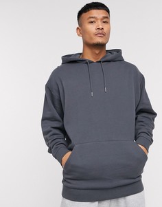 Удлиненный худи в стиле oversized выбеленного черного цвета ASOS DESIGN-Черный