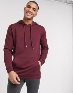 Удлиненный худи бордового цвета из органического хлопка ASOS DESIGN-Красный