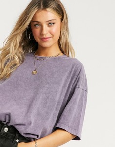 Oversized-футболка выбеленного фиолетового цвета с принтом тай-дай ASOS DESIGN-Серый