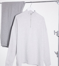 Белый меланжевый oversized-свитшот с молнией ASOS DESIGN Plus