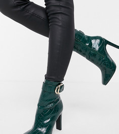 Черные высокие сапоги на каблуке для широкой стопы ASOS DESIGN-Зеленый