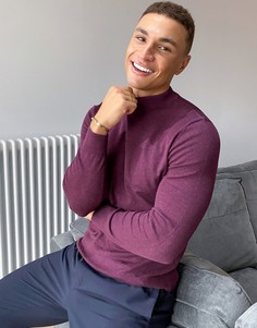 Бордовый джемпер из органического хлопка с высоким воротом Burton Menswear-Красный