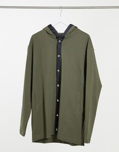 Удлиненная трикотажная куртка в зеленом цвете в стиле oversized на кнопках ASOS DESIGN-Зеленый