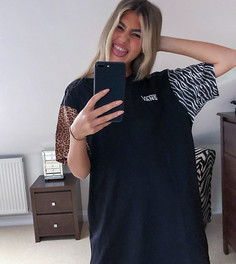 Черное платье-футболка со звериным принтом Vans Wyld эксклюзивно для ASOS-Черный
