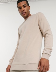 Бежевый меланжевый удлиненный свитшот ASOS DESIGN