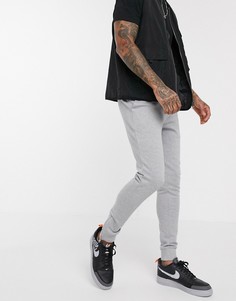 Серые джоггеры скинни из органического хлопка с молниями на манжетах ASOS DESIGN-Серый