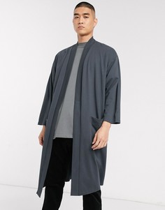 Удлиненный легкий кардиган-кимоно выбеленного черного цвета ASOS DESIGN-Черный