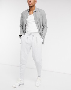 Меланжевые суженные книзу джоггеры с защипами ASOS DESIGN-Белый