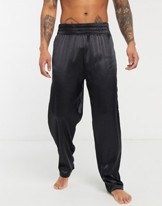 Черные атласные пижамные штаны ASOS DESIGN-Красный