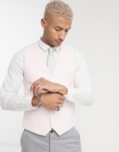 Розовый двубортный жилет скинни Topman