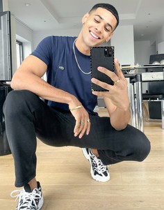 Темно-синяя футболка с логотипом крокодила Lacoste-Темно-синий