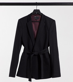 Черный супероблегающий пиджак из трикотажа с поясом ASOS DESIGN Tall