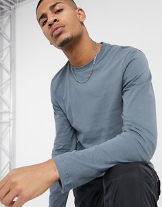 Черный лонгслив с круглым вырезом ASOS DESIGN-Серый