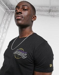 Черная футболка с неоновым принтом на спине New Era NBA LA Lakers-Черный