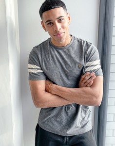 Серая футболка с логотипом на манжетах Farah Stareton-Серый