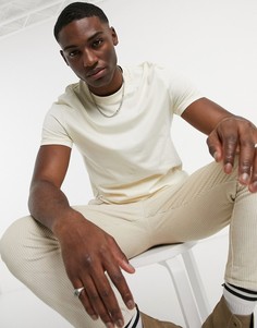 Бежевая футболка из органического хлопка с круглым вырезом ASOS DESIGN-Бежевый