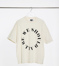 Светло-бежевая футболка в стиле unisex с круглым принтом логотипа Reclaimed Vintage-Белый