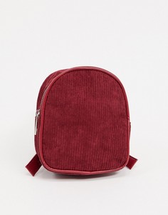 Маленький рюкзак из вельвета в рубчик винного цвета-Красный Svnx