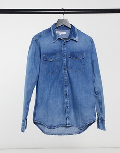 Джинсовая рубашка классического кроя с длинным рукавом Pepe Jeans Hammond-Голубой