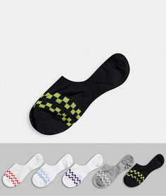 Набор из пяти пар невидимых носков с шахматным узором ASOS DESIGN-Многоцветный