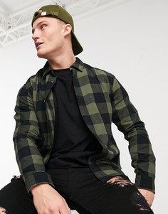 Зеленая рубашка в клетку Jack & Jones Essentials-Зеленый