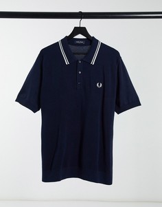 Темно-синяя футболка-поло с контрастным воротником Fred Perry-Темно-синий