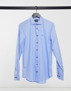 Приталенная рубашка с длинными рукавами из хлопкового твила Tommy Hilfiger-Голубой