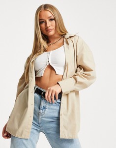 Светло-бежевая oversized-рубашка Fashionkilla-Бежевый