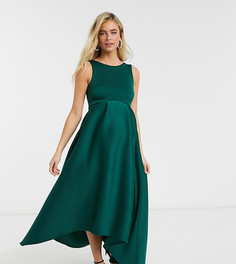 Платье мидакси для выпускного с ассиметричным подолом хвойно-зеленого цвета True Violet Maternity-Зеленый