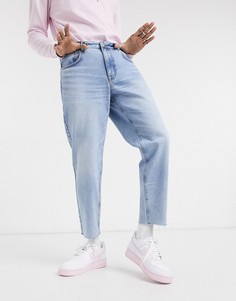 Голубые классические джинсы с необработанными краями ASOS DESIGN-Голубой