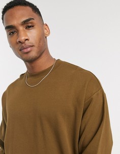 Зеленовато-коричневый удлиненный oversized-свитшот ASOS DESIGN