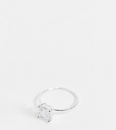 Серебряное кольцо с квадратным камнем ASOS DESIGN-Серебристый