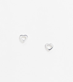 Серебряные серьги-гвоздики в виде контурного сердца ASOS DESIGN-Серебристый