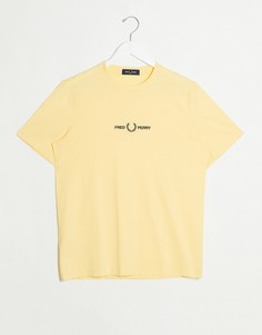 Пастельно-желтая футболка с вышивкой логотипа Fred Perry-Желтый