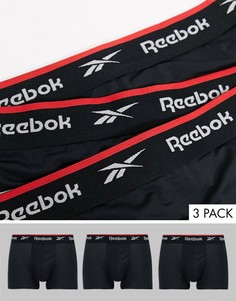 Набор из 3 черных боксеров-брифов Reebok-Черный