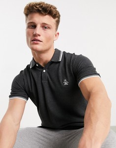 Темно-серое поло с отделкой на воротнике Original Penguin-Серый