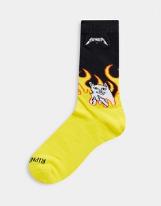 Желтые носки с принтом и слоганом "Welcome to heck" RIPNDIP-Черный
