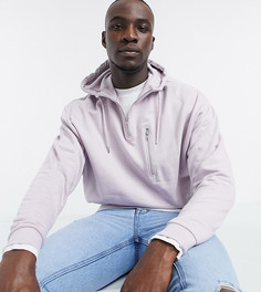 Oversized-худи фиолетового цвета на короткой молнии с карманом на молнии ASOS DESIGN Tall-Фиолетовый