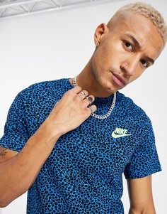 Темно-синяя футболка со сплошным принтом Nike-Темно-синий